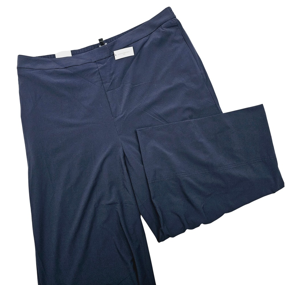 Banana Republic Wide Leg Cropped Pant Womens XXL‎ High Rise Navy Airstretch NEW